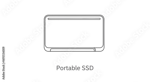 Clean vector illustration of a portable solid-state drive, representing essential high-speed data storage for modern digital technology