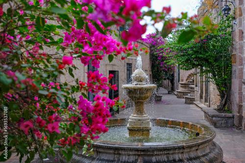 Morelia, Mexico - February 17, 2025: The Callejon del Romance or Alley of Romance is a picturesque and romantic cobblestone street located in the historic center of Morelia, Mexico.