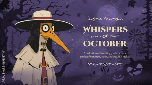 Plague Doctor vector banner for Halloween