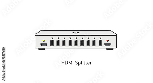 Simple HDMI Splitter Vector Illustration on White Background for Technology and Connectivity