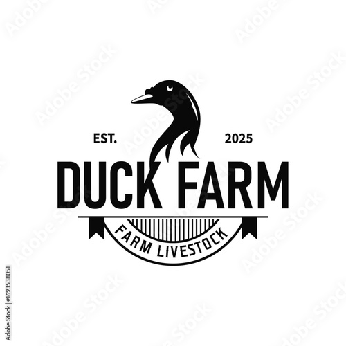 Duck logo black silhouette design livestock concept farm animal duck silhouette design for product brand, poster, symbol, icon templet illustration