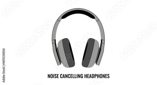 Vector illustration of noise cancelling headphones, a modern audio device designed for immersive listening experience with clear sound isolation