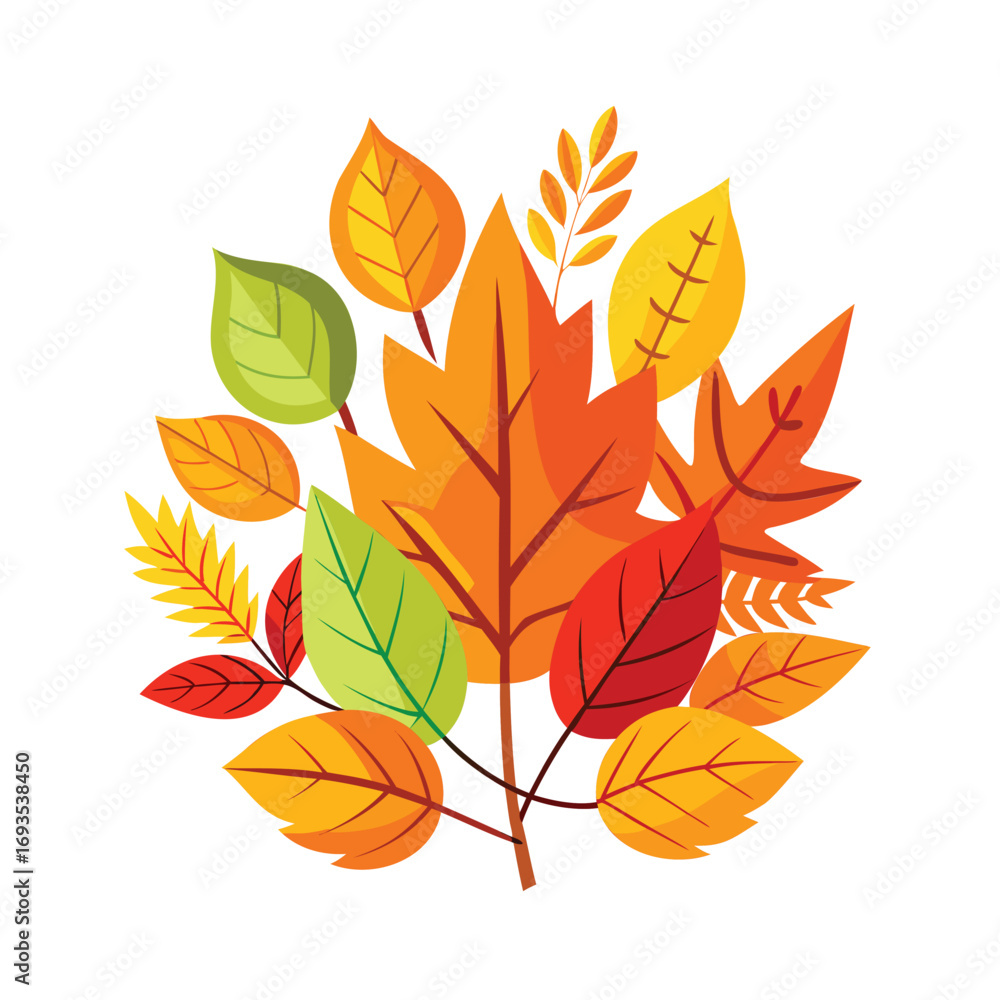 Fototapeta premium Vibrant autumn leaves in a colorful cluster