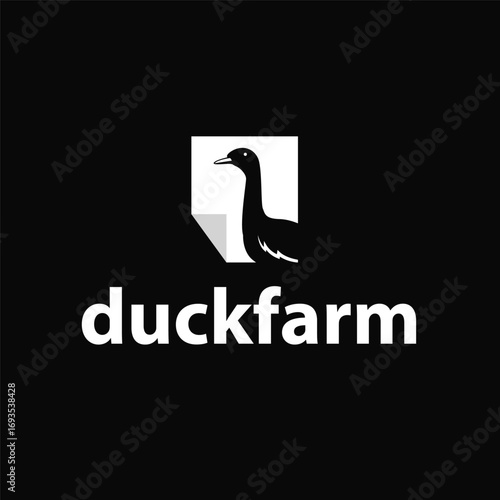 Duck logo black silhouette design livestock concept farm animal duck silhouette design for product brand, poster, symbol, icon templet illustration