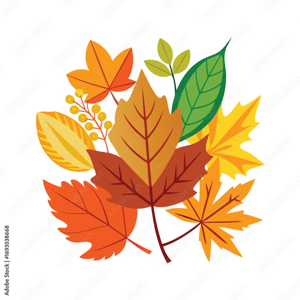 Vibrant autumn leaves collection in warm colors Vibrant autumn leaves collection in warm colors