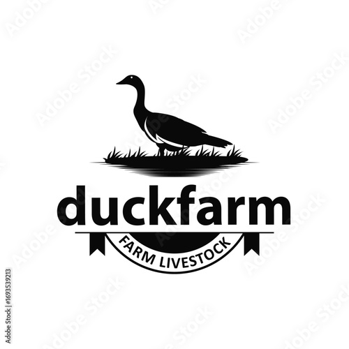 Duck logo black silhouette design livestock concept farm animal duck silhouette design for product brand, poster, symbol, icon templet illustration