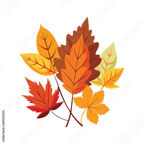 Vibrant autumn leaves in a cluster