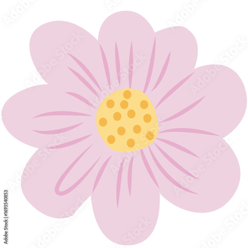 Light purple flower with yellow center and delicate veins, elegant botanical design for spring or feminine themes.

