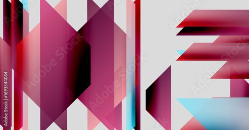 Abstract geometric design featuring fragmented letters. Bold colors, sharp angles, modern aesthetic. Minimalist composition, digital art style.