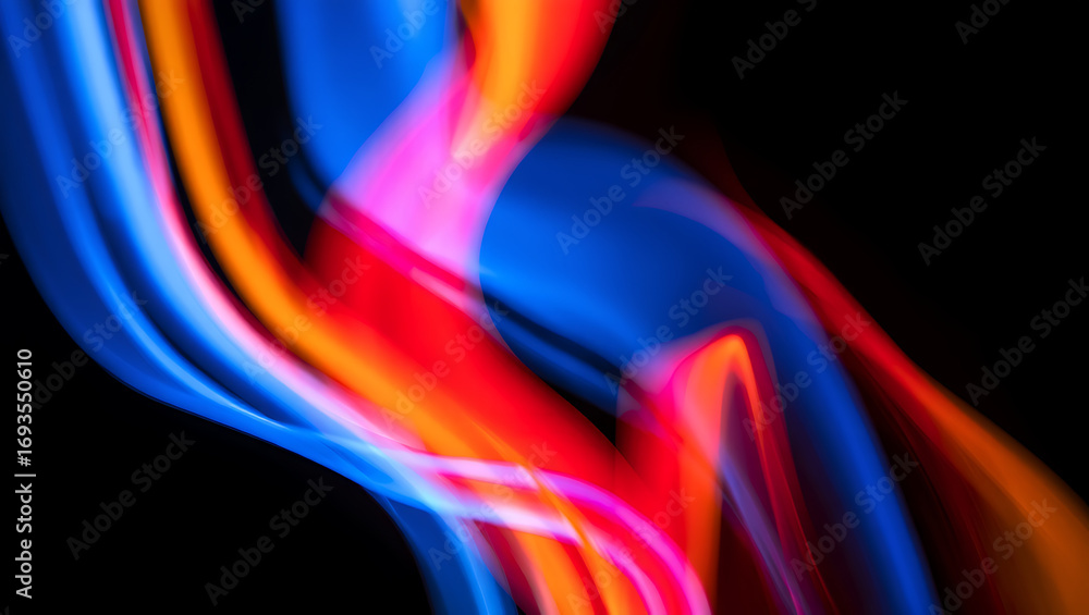 Fototapeta premium Dynamic colorful rainbow wave lines flow with glowing light and energy
