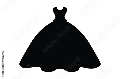 Wedding dress silhouette vector, Women black dress silhouette vector illustration