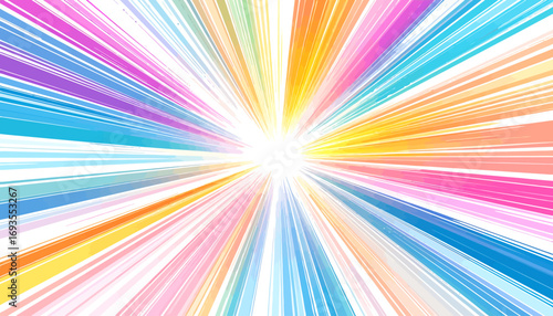 Explosion of Rainbow Colors Bursting from Center.