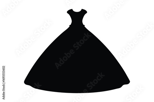Wedding dress silhouette vector, Women black dress silhouette vector illustration