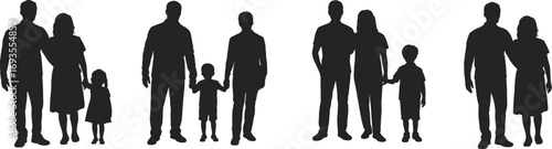 Wallpaper Mural Silhouette, family, parents, child, together, bonding, unity, love, lifestyle, people, relationship, support, parenting, care, happiness, group, standing, pose, black, white Torontodigital.ca
