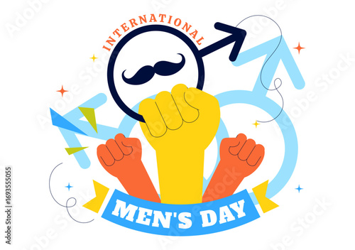 International Men's Day Vector Illustration on November 19 Featuring Men's Accessories such as Ties, Mustaches and Male Symbols in a Flat Background