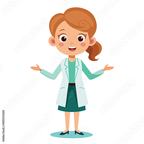 Cartoon doctor with open arms, ready to embrace