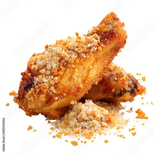 Crispy Golden Chicken Wing Coated with Crunchy Bread Crumbs