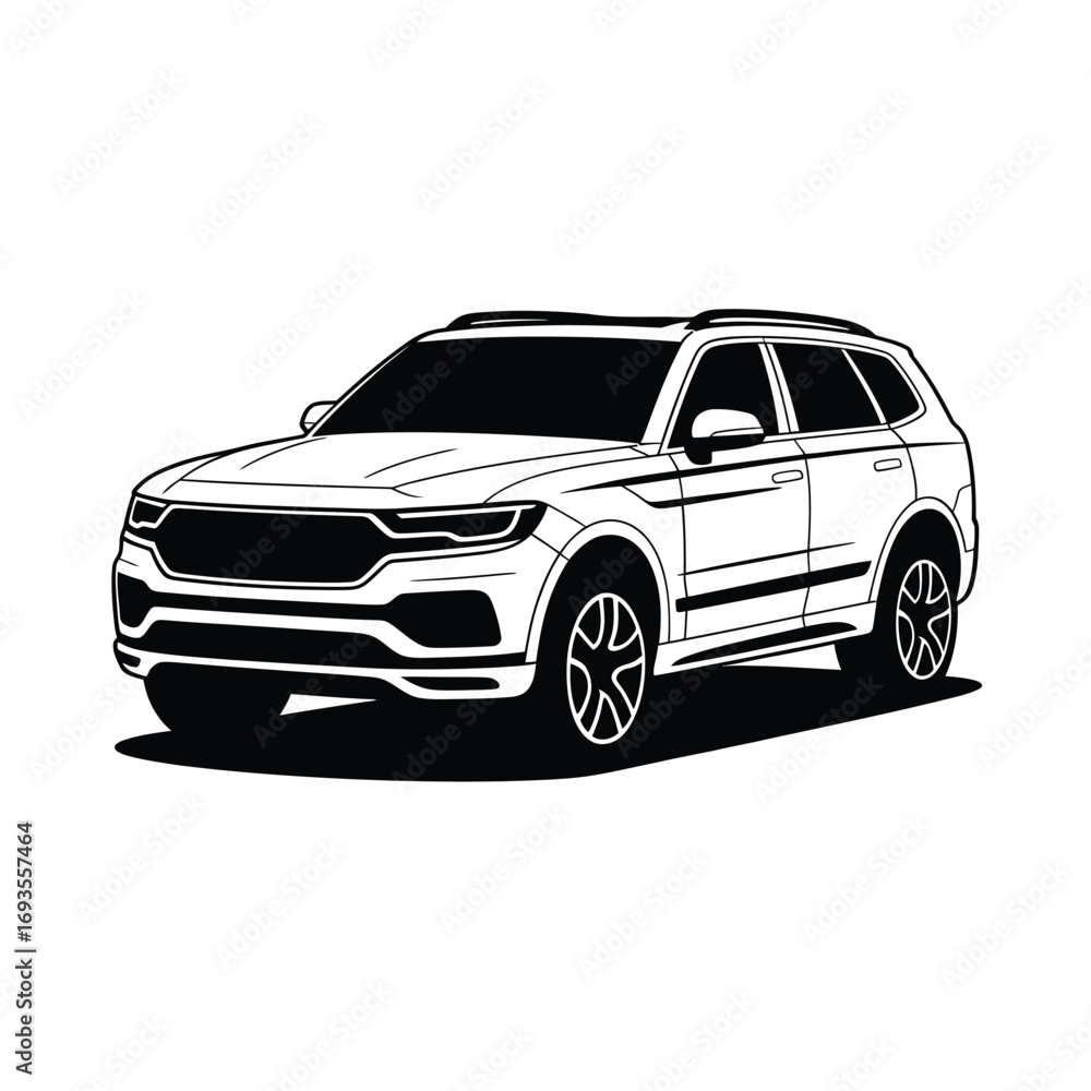Fototapeta premium Sketch of a modern suv on a white background