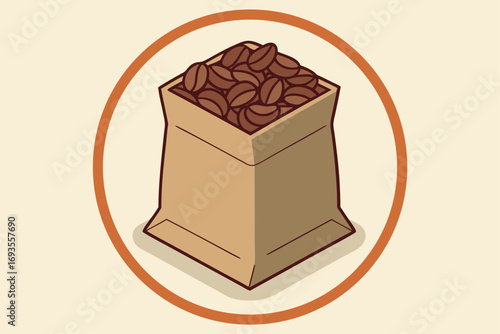 Bag of Coffee Beans Illustration sack brown