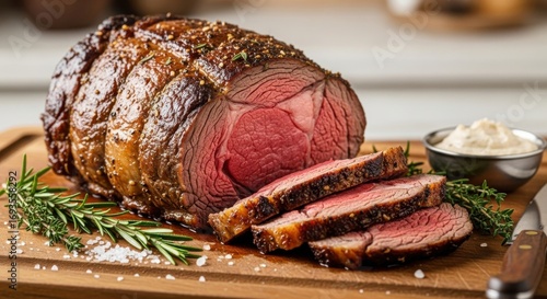 Juicy Roasted Prime Rib of Beef Perfectly Cooked to Tender Deliciousness