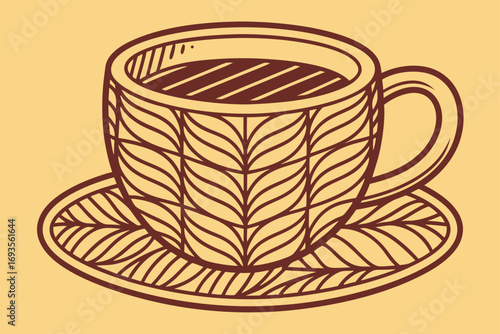 Decorative Coffee Cup and Saucer Illustration drink