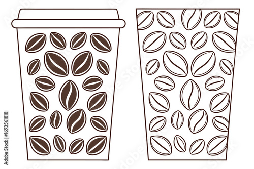 Disposable coffee cups with coffee bean pattern disposable cup