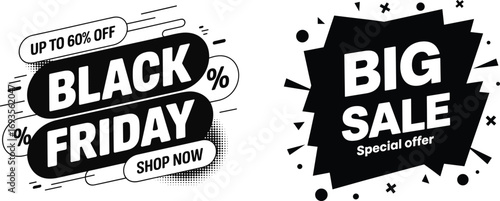 Set of black friday, vector illustration.