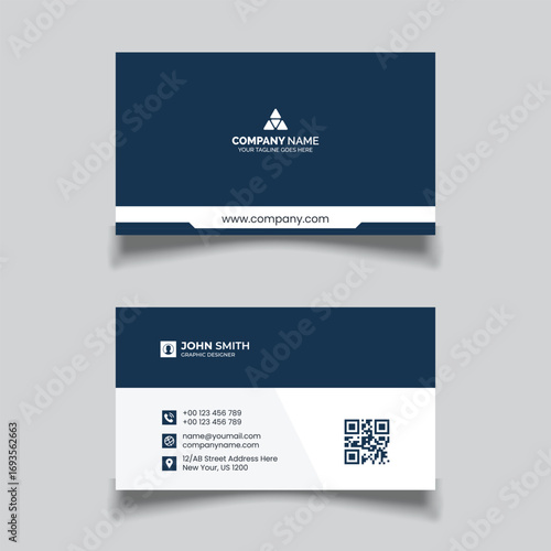 Modern and professional business card design with qr code and company logo