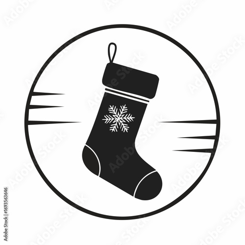 A festive Christmas stocking icon with a snowflake