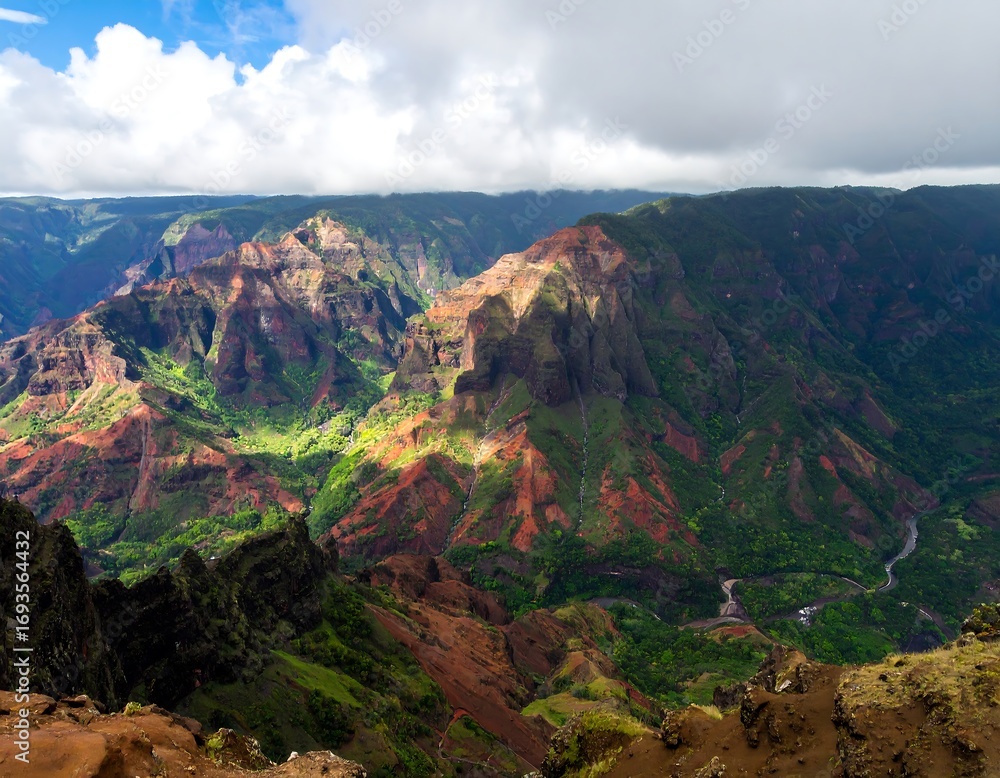 Naklejka premium High-angle view of a colorful canyon