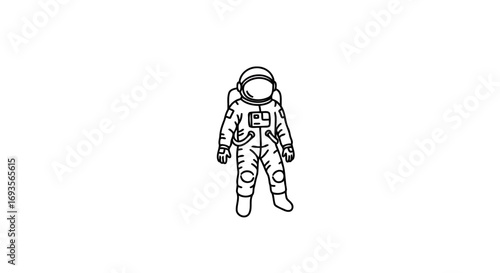 Vector line art illustration of an astronaut. This graphic asset represents space exploration, scientific discovery, and future concepts