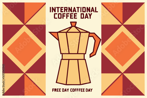 International Coffee Day Moka Pot Geometric Pattern