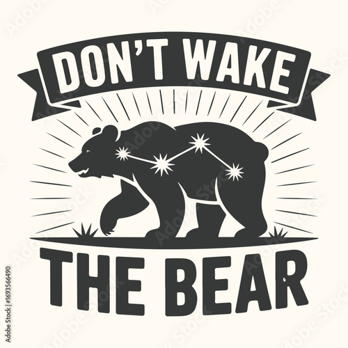 Vector art of dont wake the bear constellation graphic with text