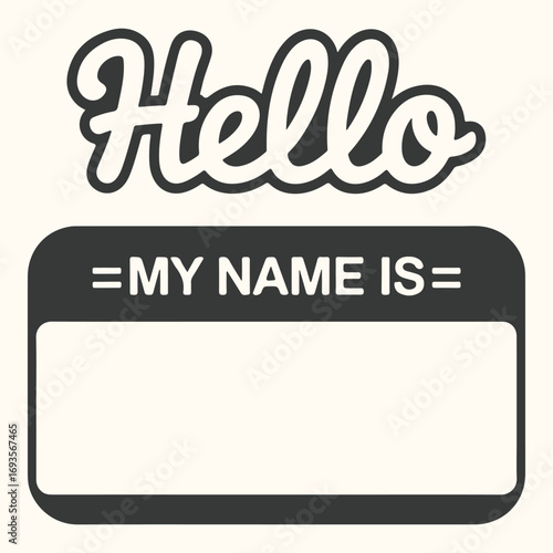 Vector art of hello, my name is sticker with blank space for writing a name