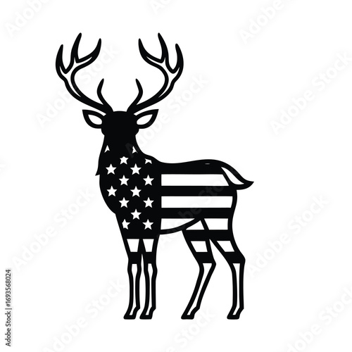atriotic deer graphic with american flag design 