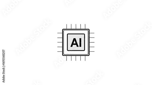 Black and White AI Icon Animation. Artificial Intelligence Motion Graphic in 4K