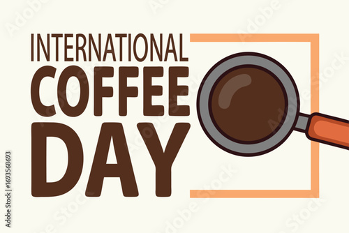 International Coffee Day with coffee portafilter coffee grounds