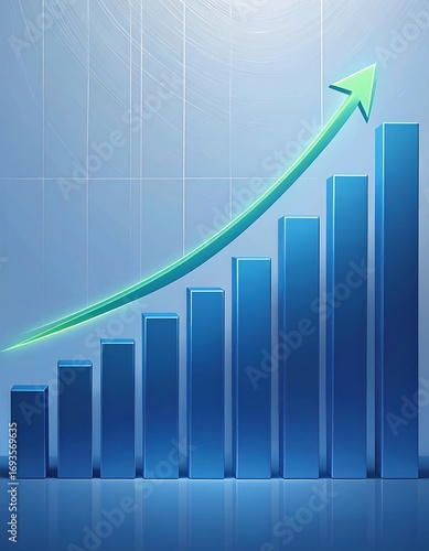 Growing bar graph, upward trend