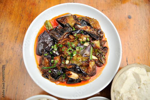 Bild auf Leinwand Chongqing Home-Style Dish: Braised Eggplant.