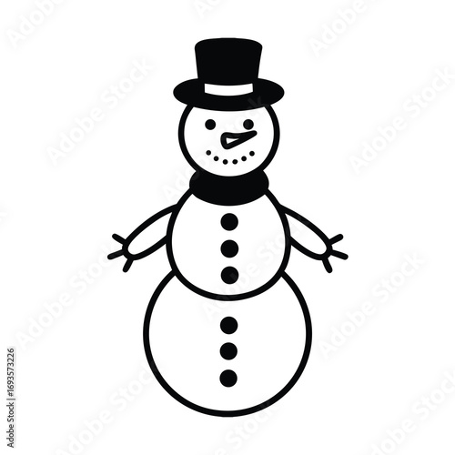 christmas snowman silhouette vector art on white background 