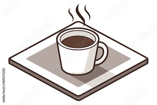 Steaming Cup of Coffee on a Square Saucer drink beverage