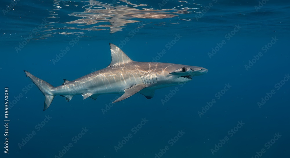 Naklejka premium Grey shark underwater view