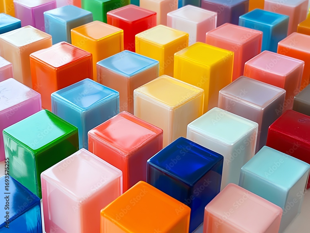 Obraz premium Colorful Cubes Array in Bright Light for Creative and Educational Uses