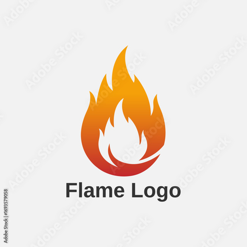 Modern fire logo design, Vector flame symbol, Hot burning fire silhouette, Creative icon for business identity
