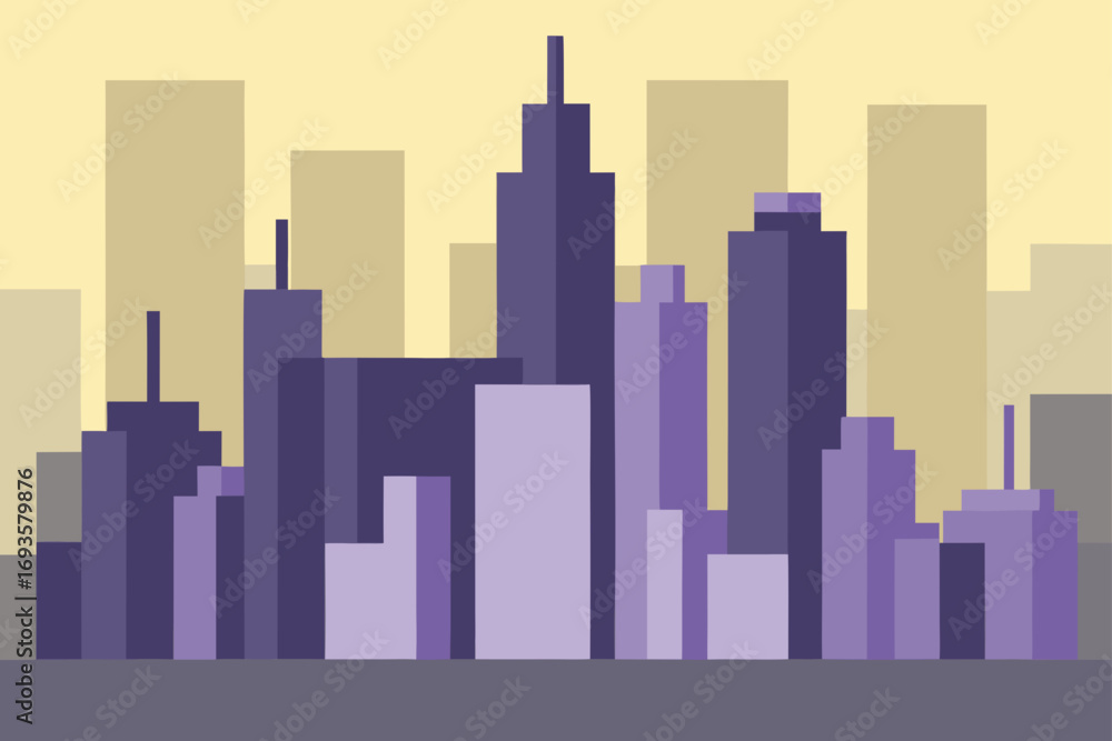 Obraz premium Cityscape silhouette with purple tones