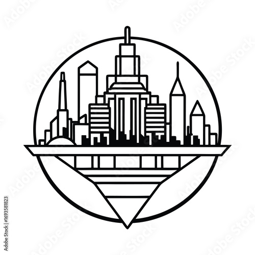 futuristic city vector art on white background