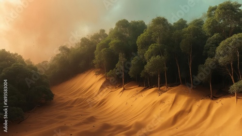 Lush forest on a sandy dune