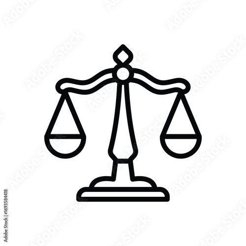 Black line icon for justice scale