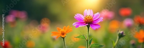 Vibrant Wildflowers Dewy Macro Shot of Freshly Picked Blooms Against a Blurred Natural Background, Evoking Freshness and New Beginnings