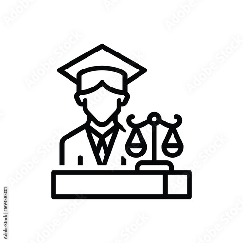 Black line icon for legal scholar